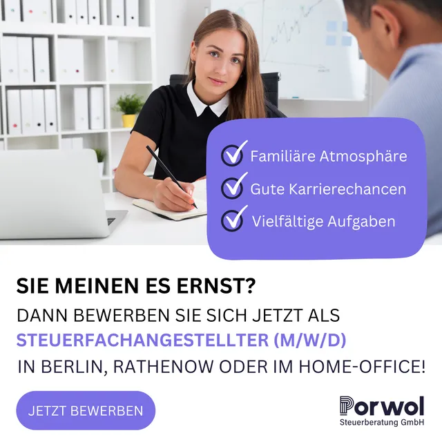 Recruiting-Anzeige für Porwol Steuerberatungsgesellschaft