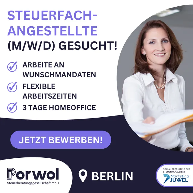 Recruiting-Anzeige für Porwol Steuerberatungsgesellschaft