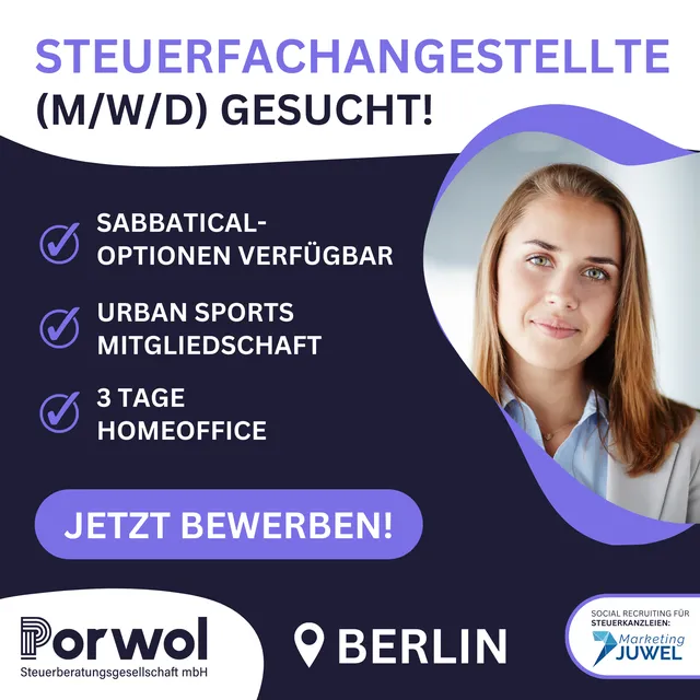 Recruiting-Anzeige für Porwol Steuerberatungsgesellschaft