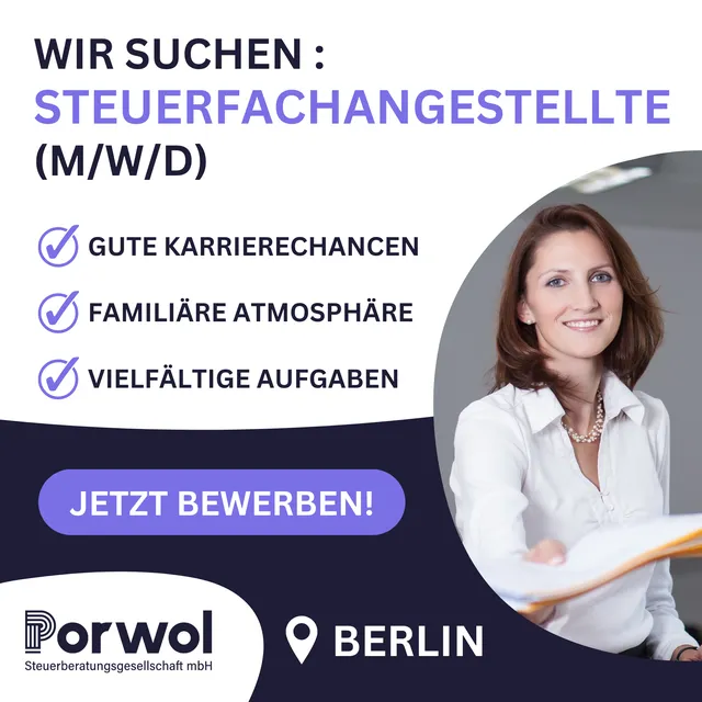 Recruiting-Anzeige für Porwol Steuerberatungsgesellschaft