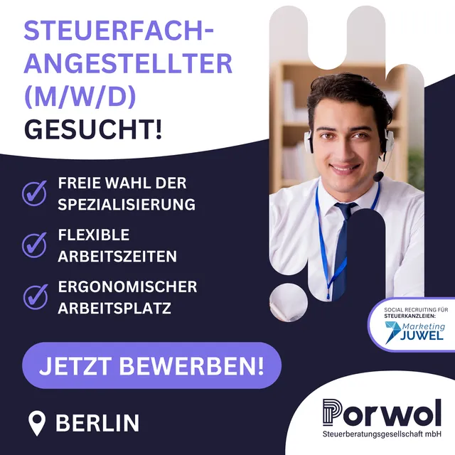 Recruiting-Anzeige für Porwol Steuerberatungsgesellschaft