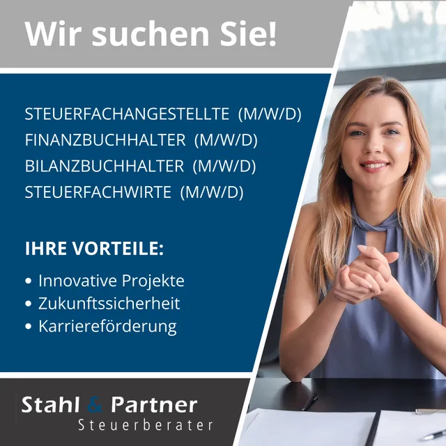 Recruiting-Anzeige für Stahl & Partner Steuerberater