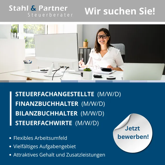 Recruiting-Anzeige für Stahl & Partner Steuerberater