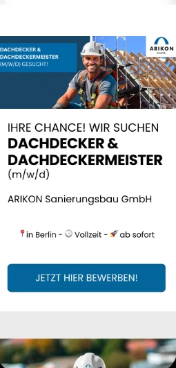 Bewerbungsfunnel für Dachdecker von ARIKON Sanierungsbau