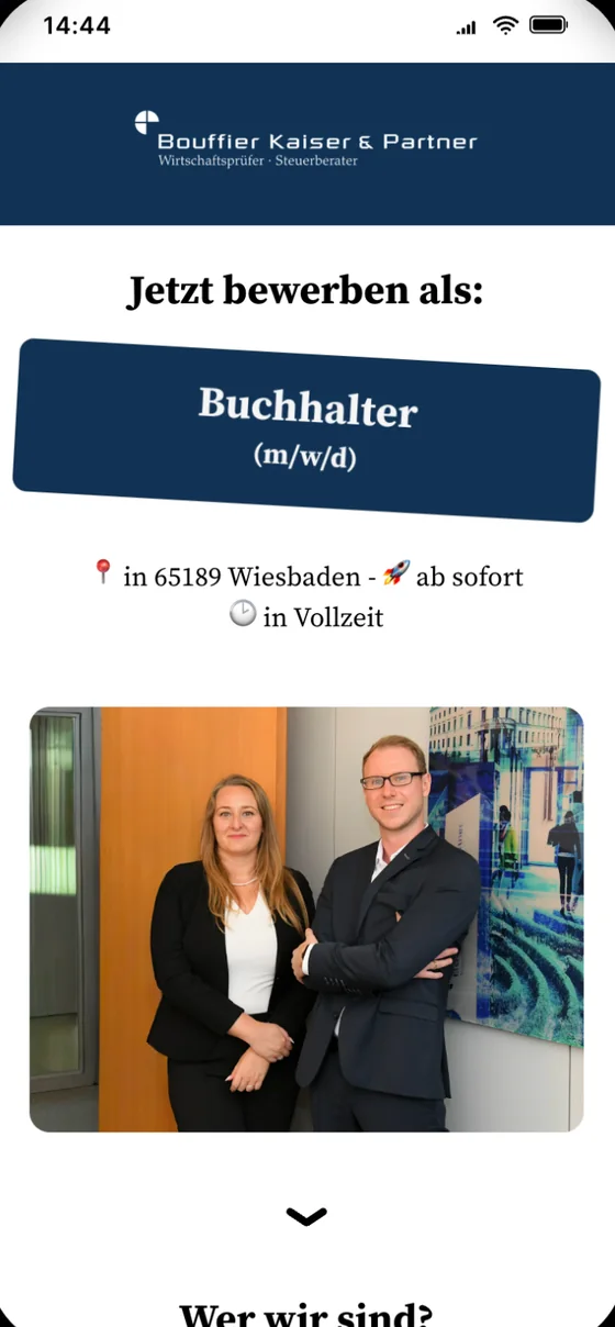 Bewerbungsfunnel für Bouffier Kaiser & Partner