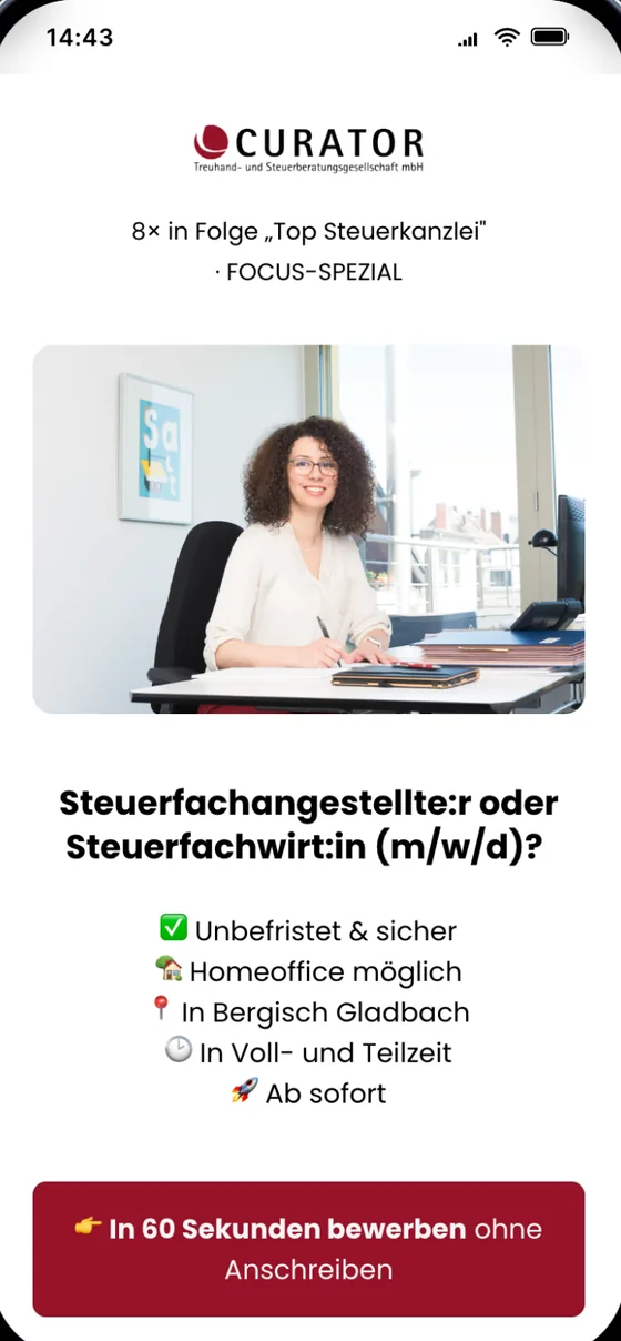 Bewerbungsfunnel für CURATOR Steuerberatung