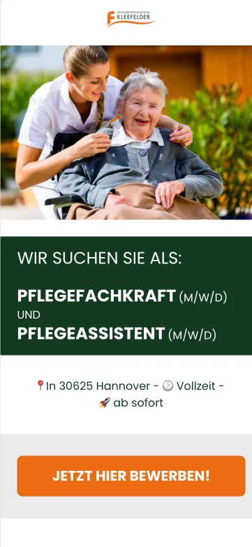Bewerbungsfunnel Pflegefachkraft & -assistenz, Seniorenpflegeheim Kleefelder, Hannover