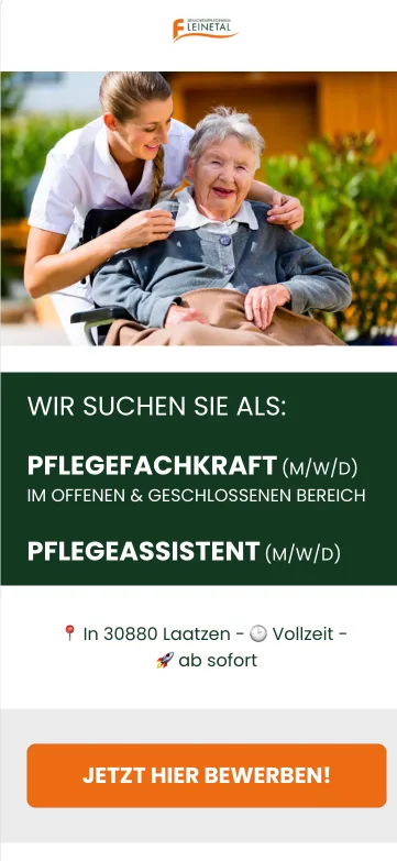 Bewerbungsfunnel Pflegefachkraft & -assistenz, Seniorenpflegeheim Leinetal, Laatzen