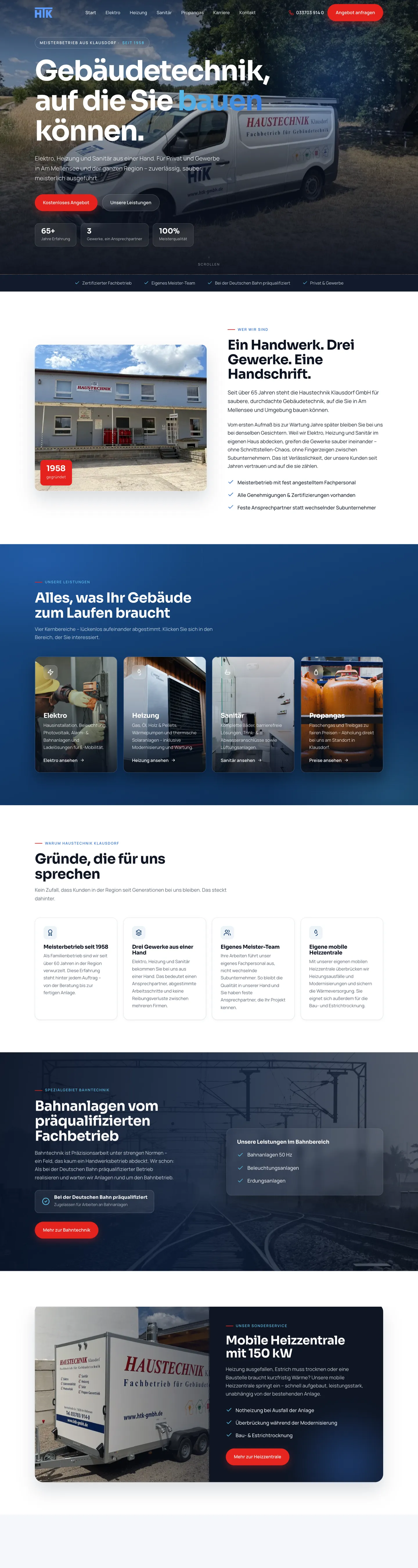 Website von HTK Haustechnik Klausdorf, gebaut von Marketing Juwel