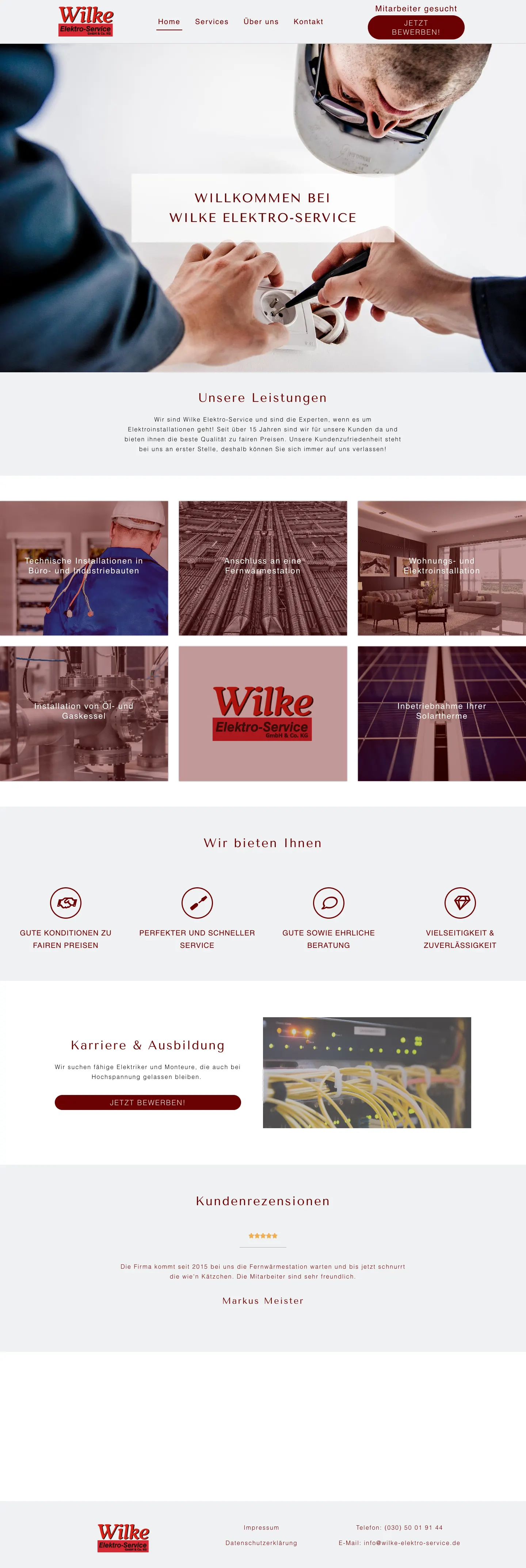 Website von Wilke Elektro-Service auf dem Desktop