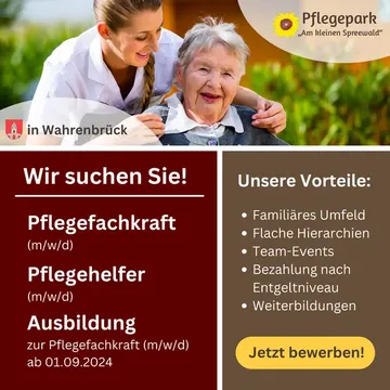 Anzeige im Social Recruiting für Pflegepark Am kleinen Spreewald