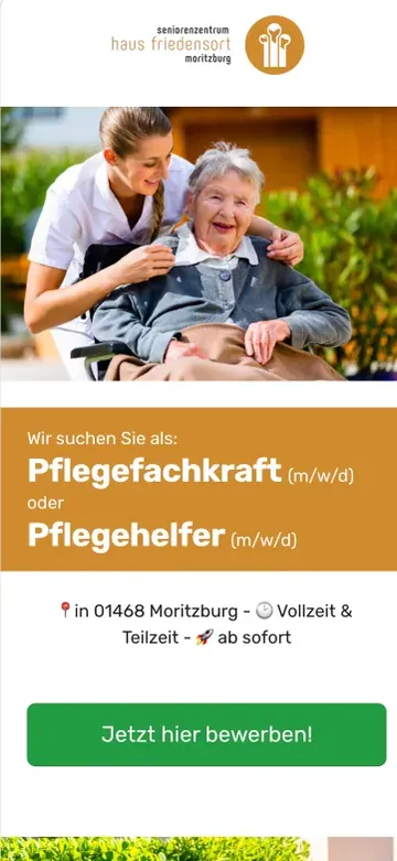 Bewerbungsfunnel für Haus Friedensort Moritzburg