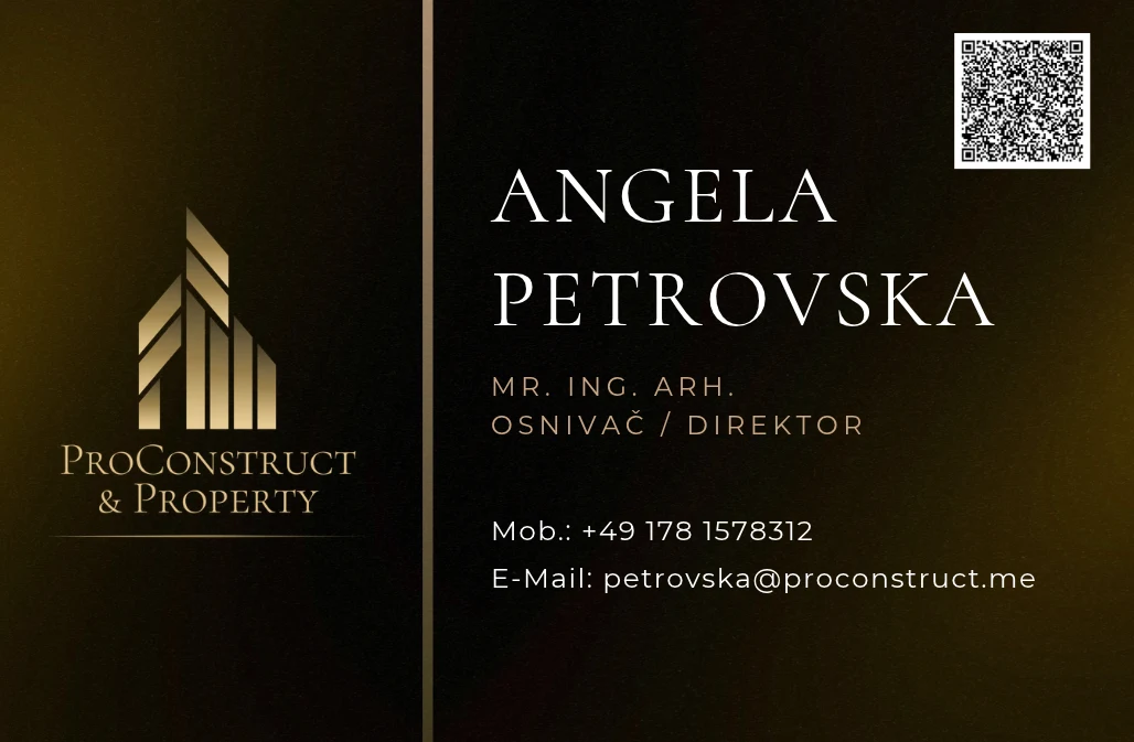 Visitenkarte von ProConstruct & Property in Schwarz und Gold