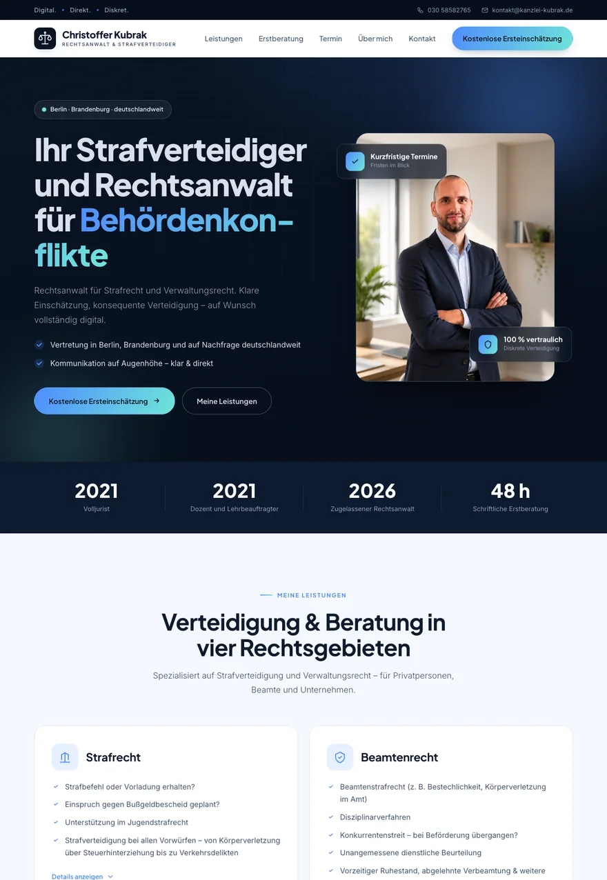 Website von Kanzlei Kubrak