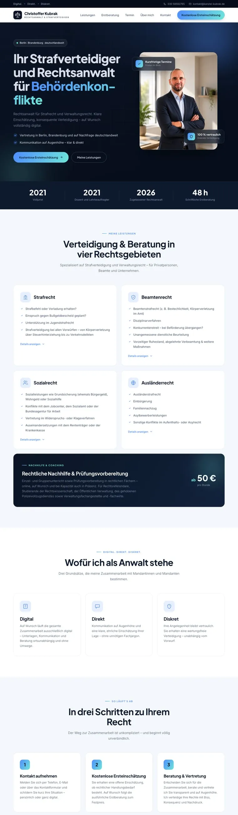 Website der Kanzlei Kubrak